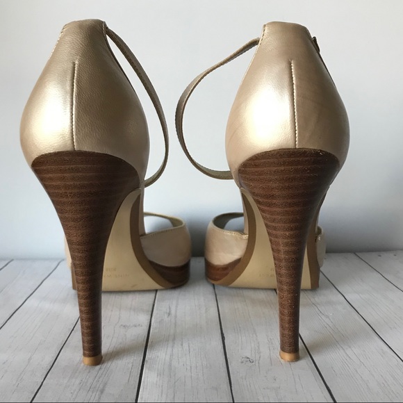 Nine West Cream Blush Peep Toe Heels Sandal Pumps - Picture 5 of 7